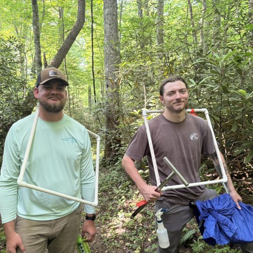 Will and Reese hauling gear up the mountain